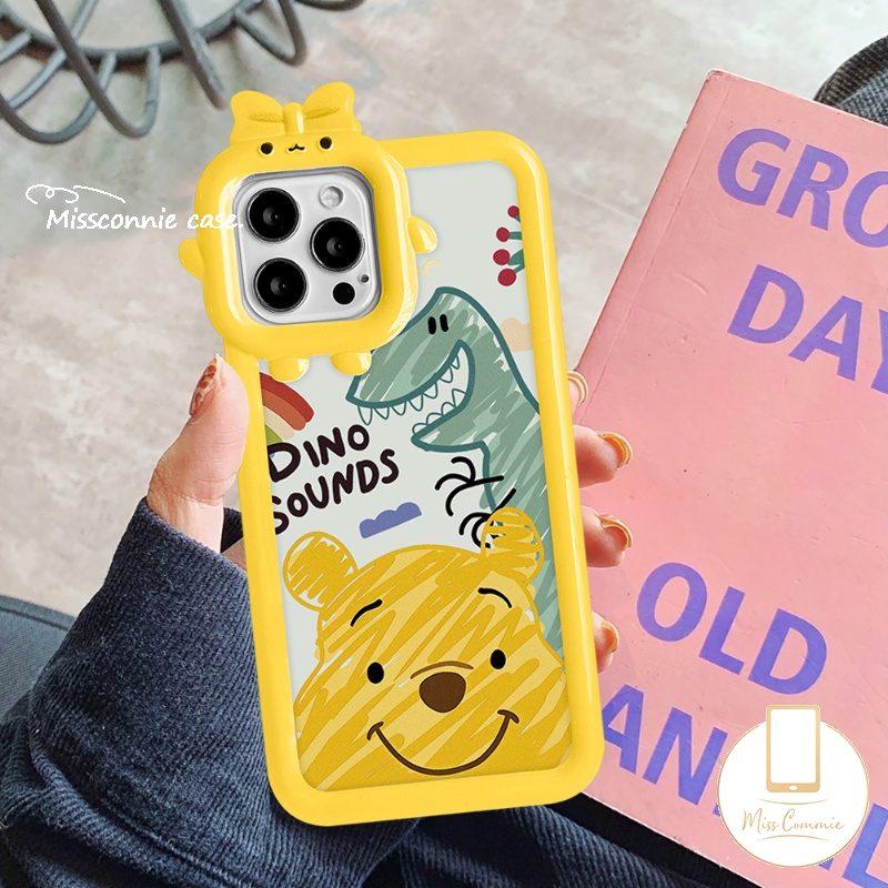 IPHONE Case Cocok Untuk Iphone8 7 6s 6 Plus 11 13 12 14 Pro Max XR XS Max 14 Plus X SE 2020 3D Bow-knot Little Monster Lensa Soft TPU Lucu Disney Mermaid Kartun Winnie the Pooh Cover