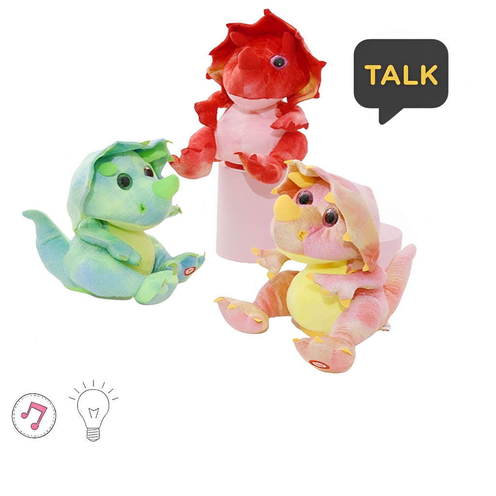 Cozy Mainan Plush Triceratops Bulu Dengan Lampu Malam Glow Hadiah Untuk Anak
