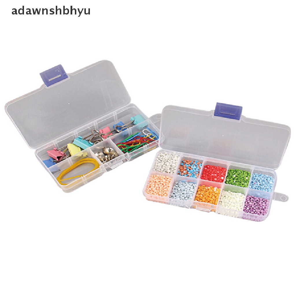 Adawnshbhyu Plastik 10slot Kotak Penyimpanan Perhiasan Adjustable Case Craft Organizer Manik-Manik ID