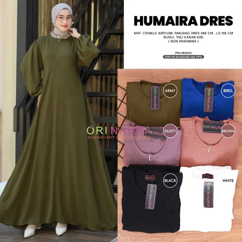 HUMAIRA DRES POLOS CRINGKLE BERLABEL ORI NAURA