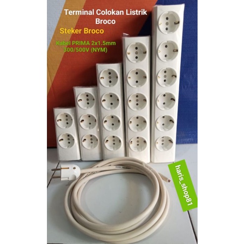 Terminal Colokan Listrik 2 Lubang + Panjang Kabel 3.meter