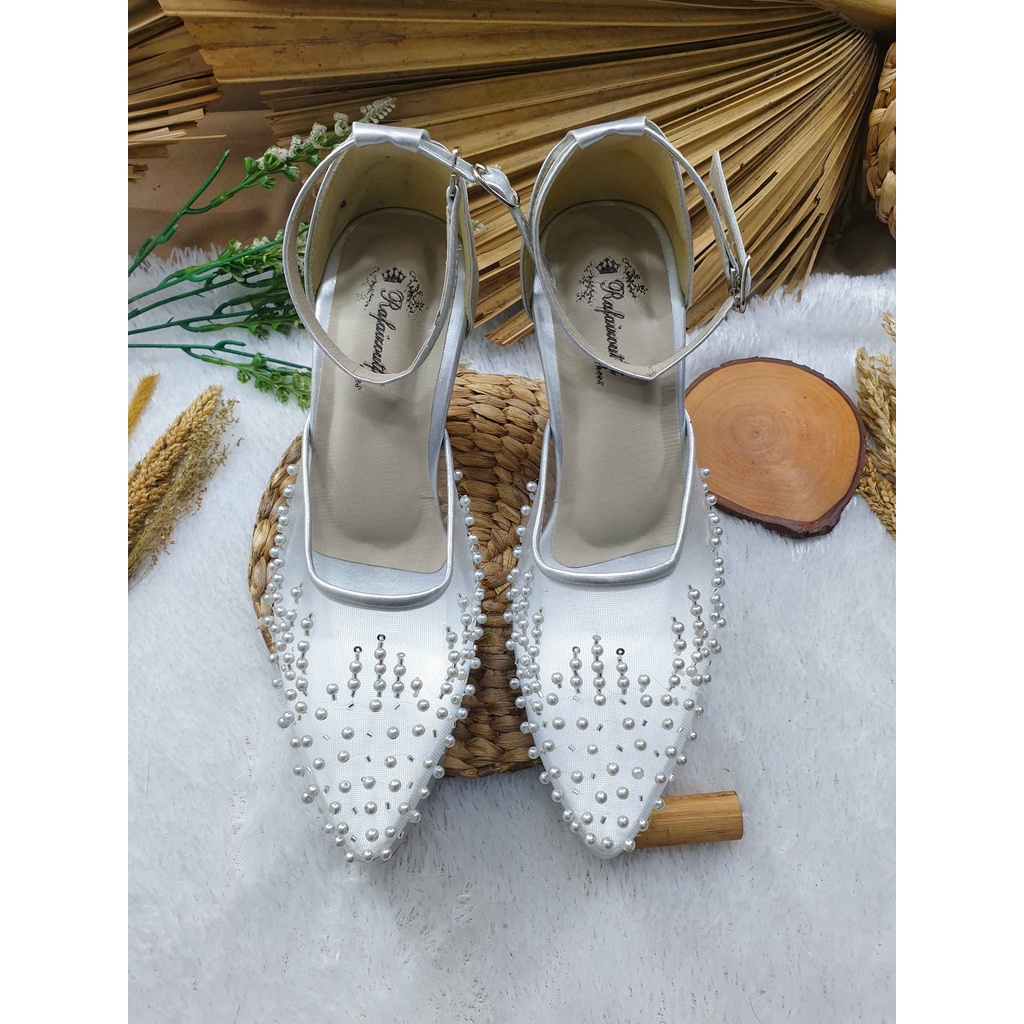 sepatu wanita wedding zee silver tali hak 10 cm