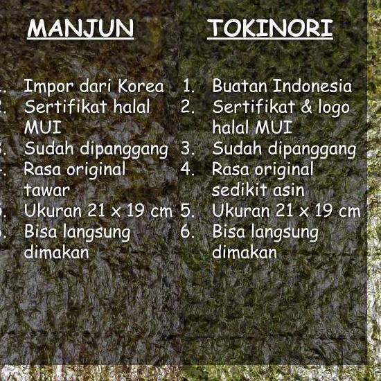 

░☺░ Tokinori Sushi Nori Rumput Laut Isi 10 Lembar Halal