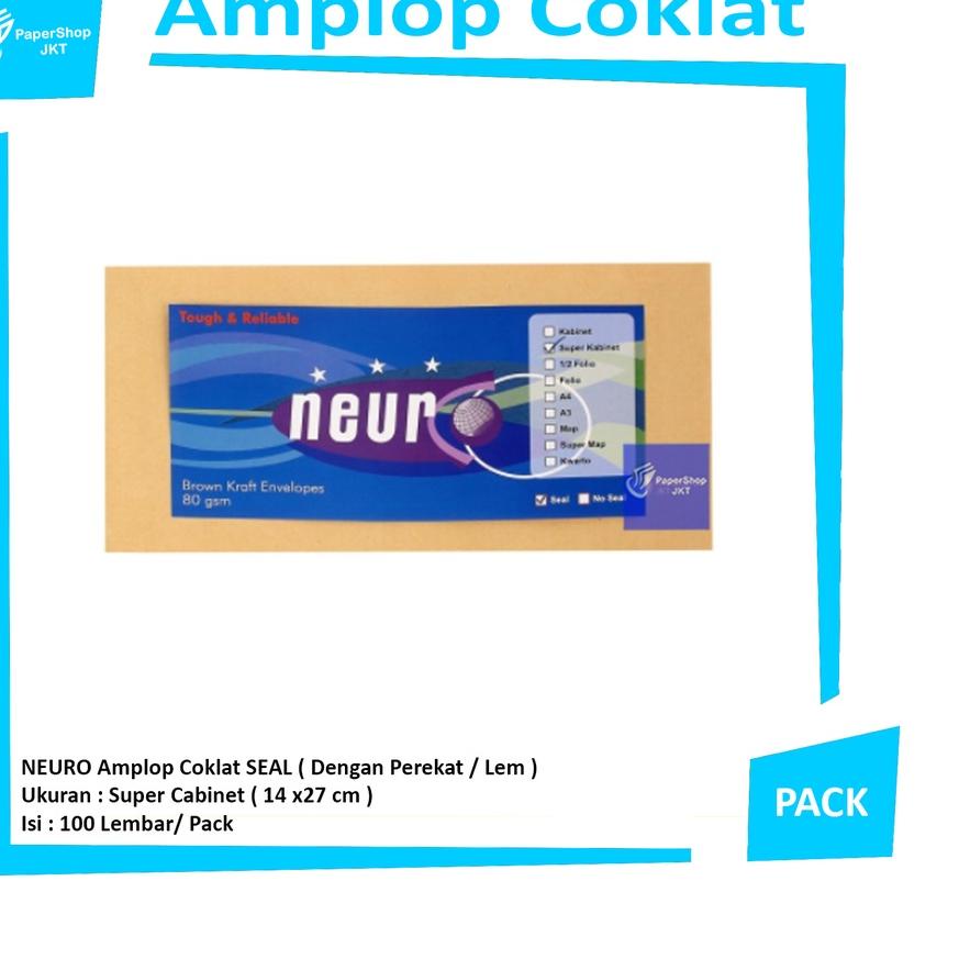 

❂❂❂ NEURO - amplop coklat super kabinet seal ( 14 x27 cm )