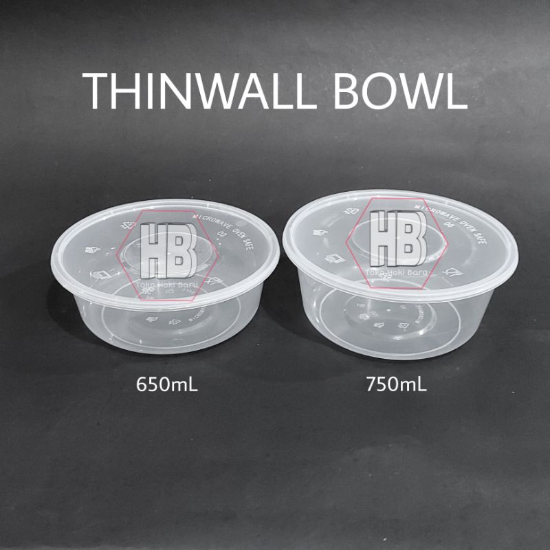 THINWALL BULAT BOWL 750ML / MANGKOK PLASTIK + TUTUP 750 ML / MANGKOK BUBUR ES SALAD BUAH