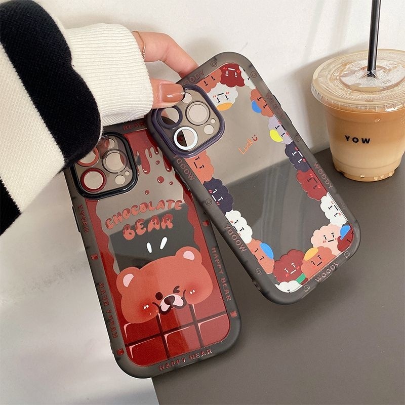 IPHONE Casing Ponsel Desain Beruang Cookies Coklat Kompatibel Dengan Iphone12 13 11 Pro Max X Xs Max Xr Vvcbn