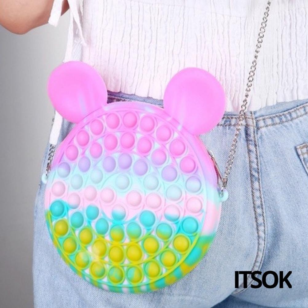 Kekinian - Itsok Tas Pop It Rainbow / Tas Pop It Anak / Pop It Bag / Tas Selempang Pop It ,,