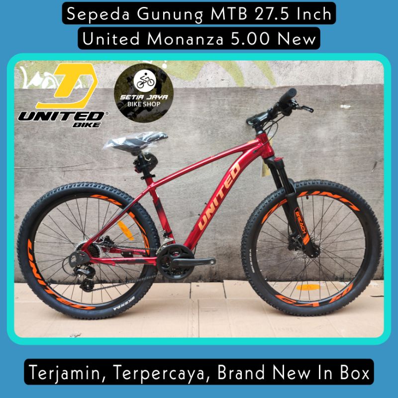 Sepeda Gunung MTB 27.5 Inch UNITED MONANZA 5.0 Alloy 3x8 Speed Rem Hidrolik New