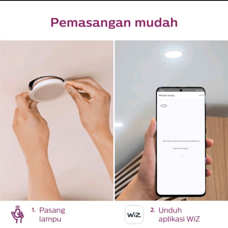 Lampu Philips Downlight led Smart wifi 9W TW Tunable white kuning putih