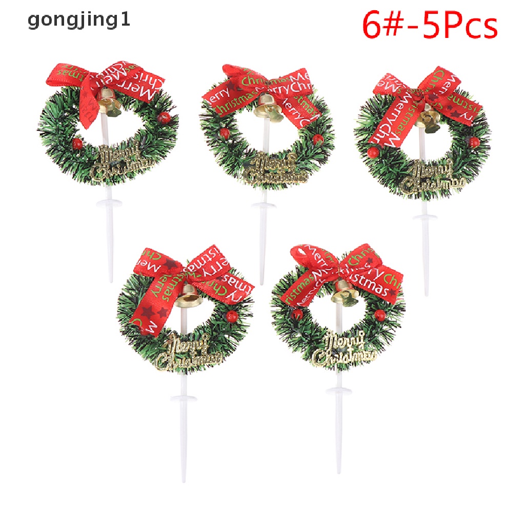 Ggg 5Pcs Natal Buah Garpu Daun Xms Pohon Dekor Kue Plugin Party Decor ID