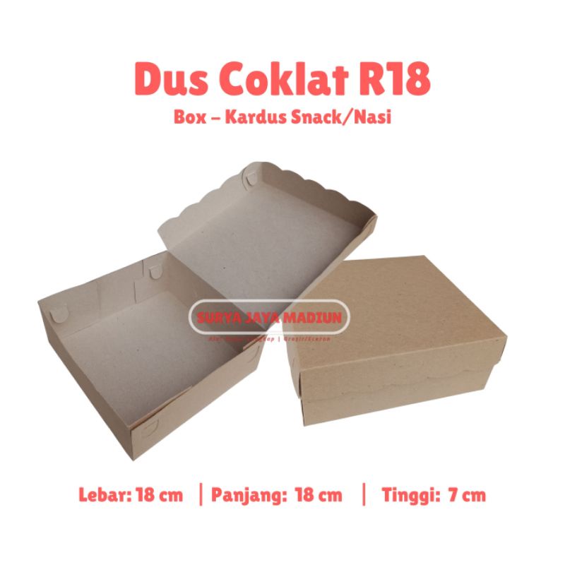 

@50 Pcs Dus Coklat R18 | Kardus Snack Nasi Kraft Paper | Kardus 18 cm
