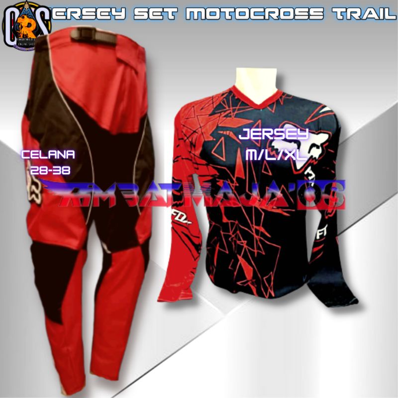Baju trabas trail 1 set celana Jersey Motor cross Trail Set Dewasa Adventure Trabas/Jersey baju cela