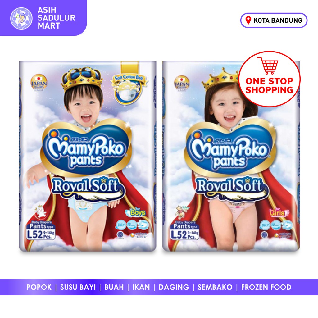 Mamypoko Royal Soft L52 Boys Girls Popok Bayi Murah Promo Bandung