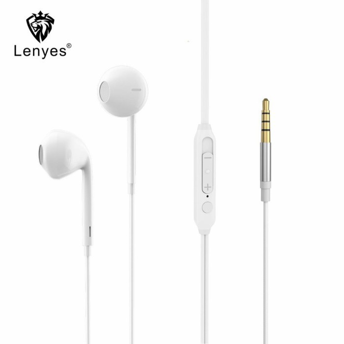 Handsfree in ear hifi stereo earphone extra Bass Lenyes LF-35 - White