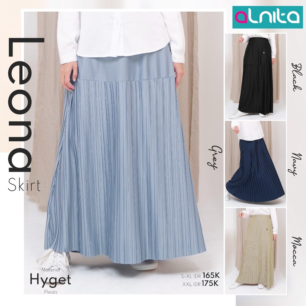 (BISA COD) Alnita Rok Leona Skirt Bawahan Polos Bahan Hyget Model Simple Kekinian by Alnita