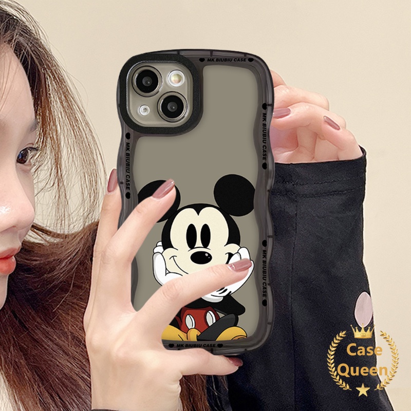 Casing Hp Kartun OPPO A96 A5s A5 A9 A17 A95 A12 A55 A17K A16s A57 A3s A54 A74 A76 A16 A15 A77 A7 Reno8 7 7Z 8Z 6 A16K A1k A77s A53 A52 Disney Mickey Mouse Wavy Edge Soft Sarung