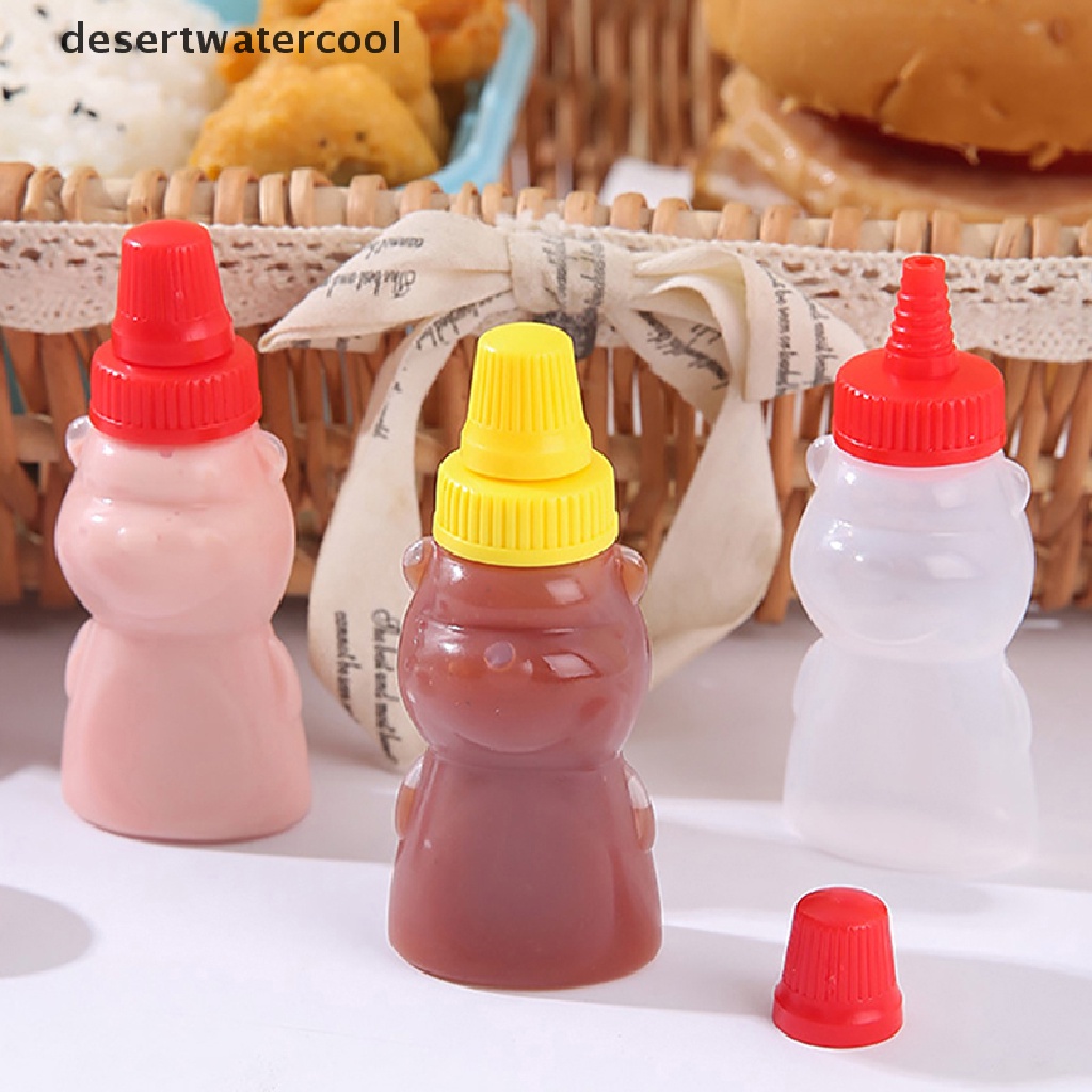 Deid 2Pcs/Pack Botol Bumbu Beruang Mini Portable Wadah Saus Salad Kecap Martijn