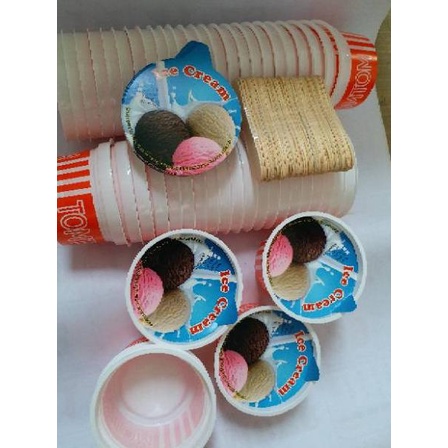 

READY STOCK Cup es krim 90ml sama tutup sendoknya ♡ 881