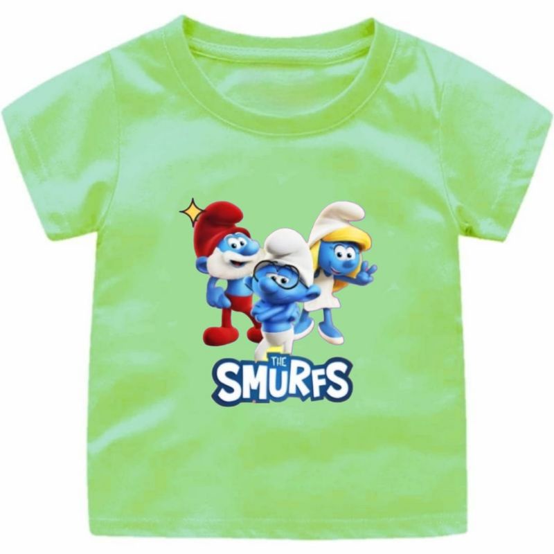 BAJU KAOS ANAK OEREMPUAN DAN LAKI LAKI KEKINIAN 1-12 TAHUN THE SMURF (2)