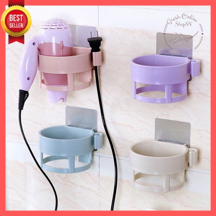 GOS -H309- Gantungan Hair Dryer - Gantungan Tempel Hair Dryer Tanpa Paku - Holder Tempel