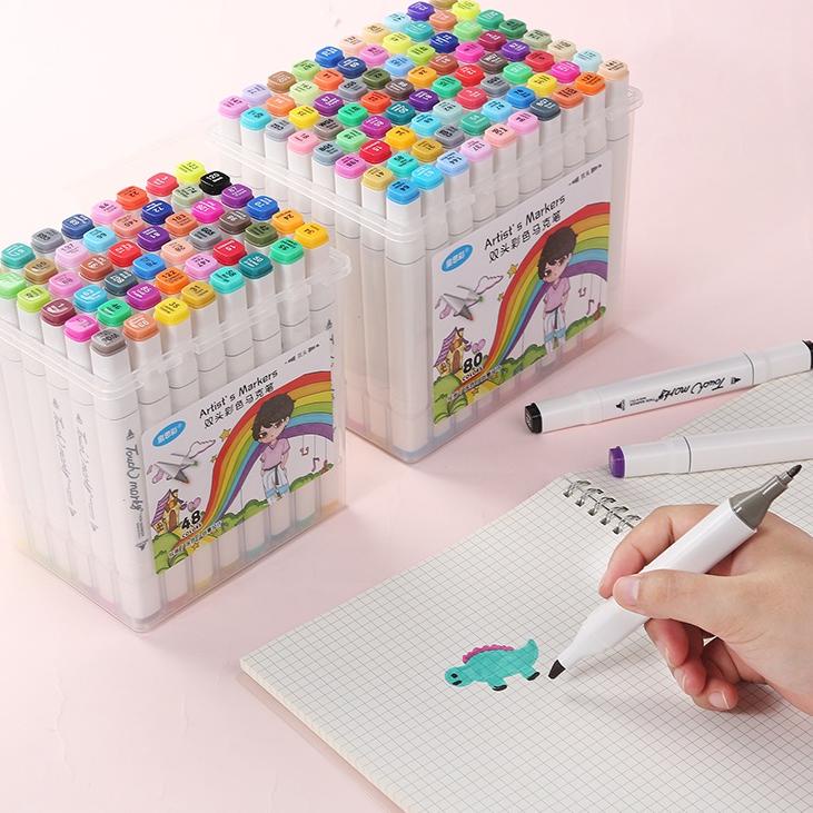 

➭➱✥❄ Touch Spidol Dual Side Fine Art Marker 12 / 24 / 30 / 36 / 40 / 48 / 60 / 80 / 168 / double headed marker set Multi Color Best Seller