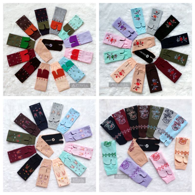 12 Pasang kaoskaki jempol nilon mix warna&amp;motif
