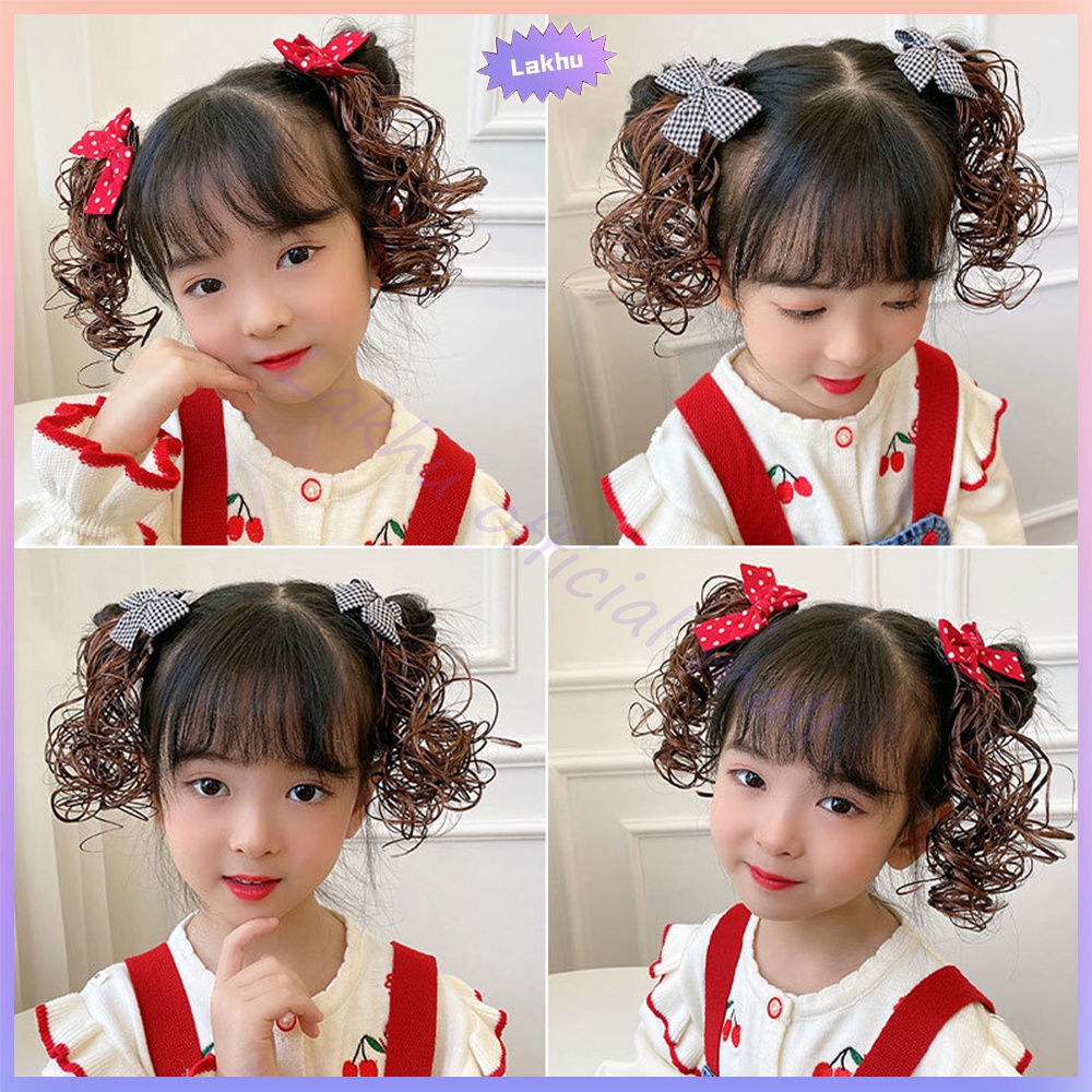 Lakhu 2pcs jepitan rambut wig anak korea import/jepit rambut pita anak korea