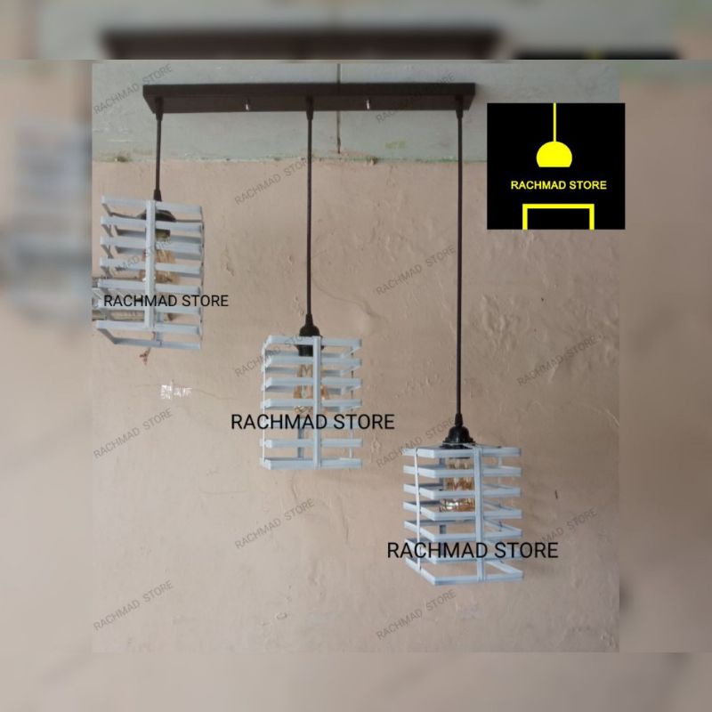 Lampu gantung minimalis dekorasi ruang dapur putih isi 3