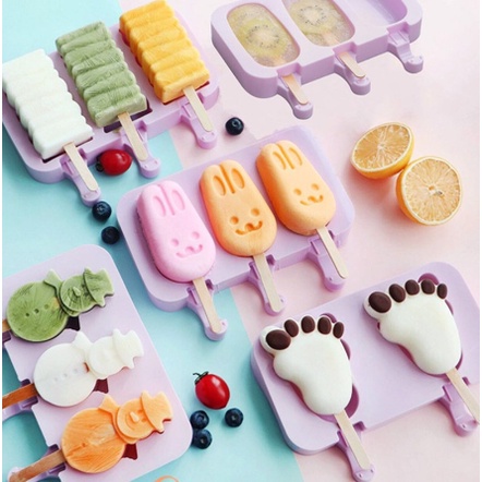 Cetakan Es krim Silikon Karakter Lucu Cetakan Ice Cream Popsicle Coklat Kue Cetakan Agar-agar Jelly Mold Silikon