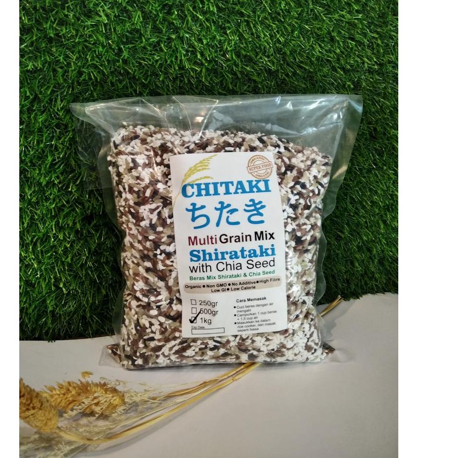 

EXCLUSIVE!Chitaki Beras Shirataki Mix (Beras Merah, Coklat, Hitam, Chia Seed) 1 kg|SQ1