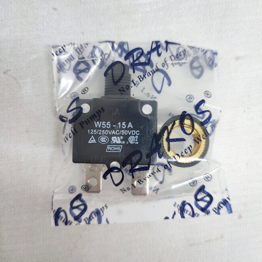 Overload pompa air submersible 15A Wokema Drakos W55 series 15 Ampere