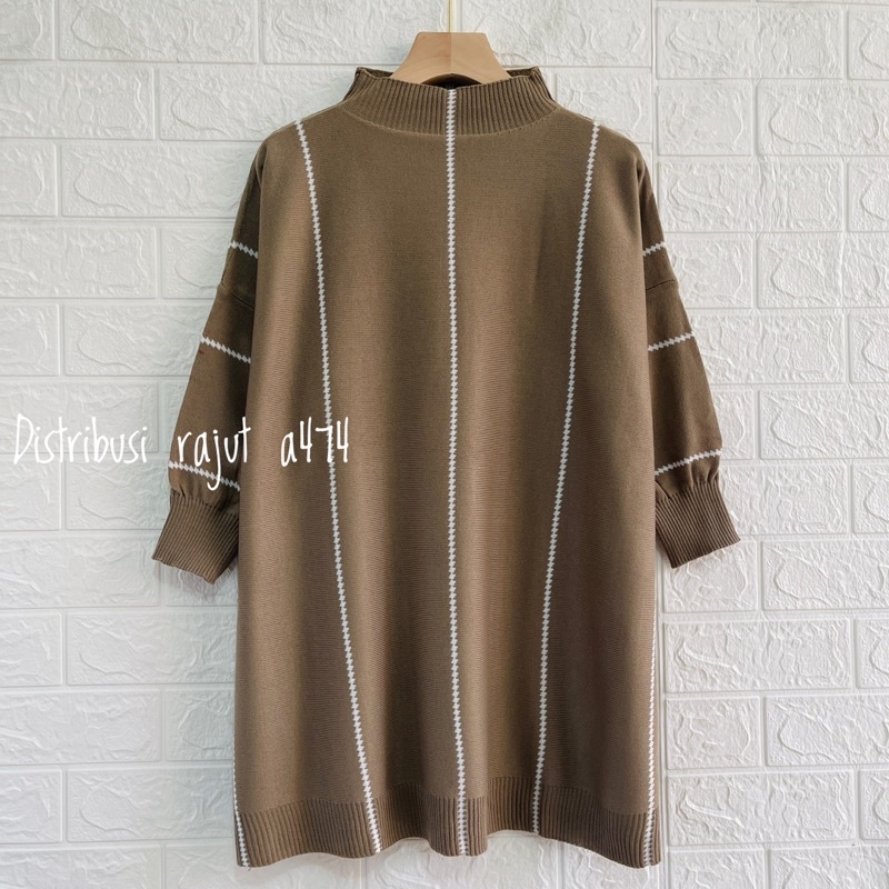 NOONA OVERSIZE TOP KNIT ATASAN RAJUT WANITA STIRIPPE