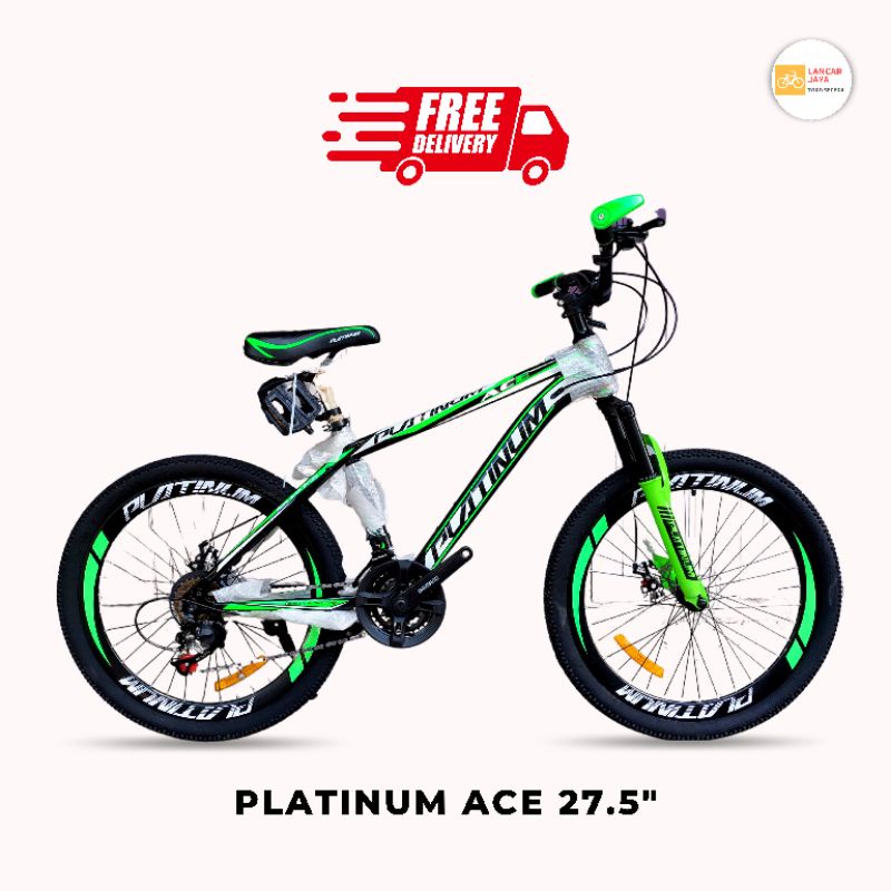 Sepeda MTB Ukr. 27.5" PLATINUM "ACE" Shock Breaker Suspention + Stir Oversize + velg Double Wall/Tin