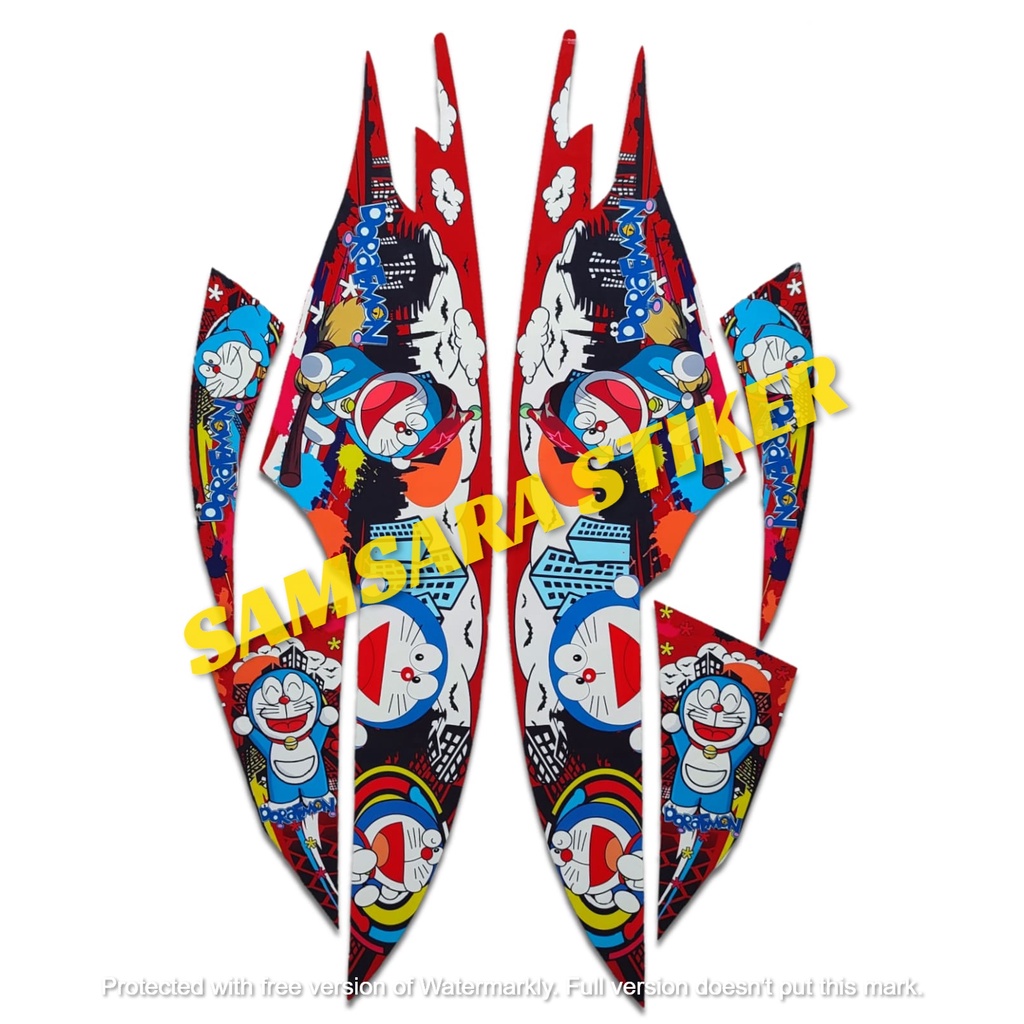 Stiker Motor Beat Pop Variasi Doraemon Merah