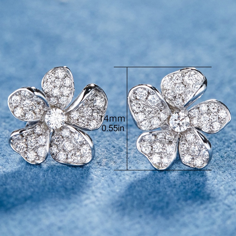 Bunga Berbentuk Anting Pejantan Wanita Dengan Cubic Zirconia Putih Bling Pengantin Akad Pernikahan Pesta Fashion Perhiasan
