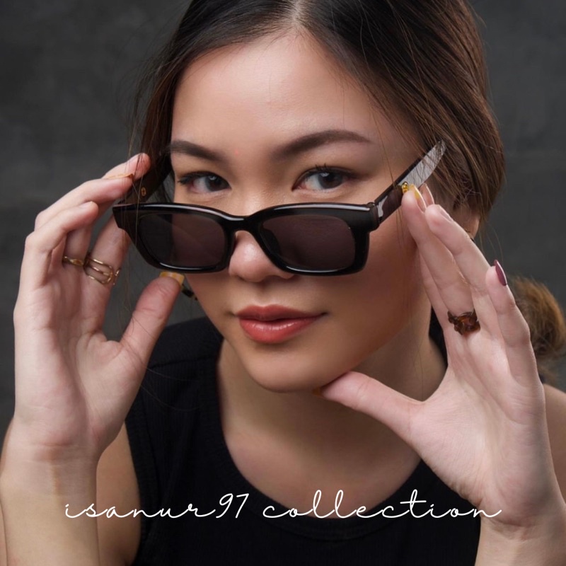 𝗜𝗦𝗔𝗡𝗨𝗥𝟵𝟳 Kacamata Kotak Hitam Wanita/Pria Sunglasses Korean INS Fashion - Kacamata Hitam Jennie Persegi Panjang Retro Vintage