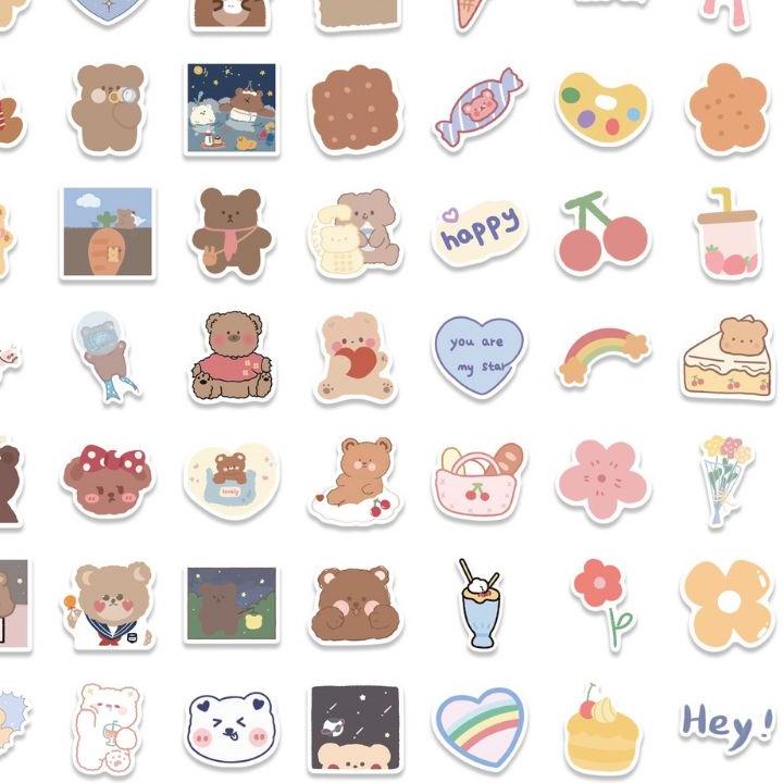 

FG3❀ 102pcs Sticker Cartoon Cute Bear Stiker Dekorasi Anti Air Laptop Koper Scrapbook Banyak Peminat