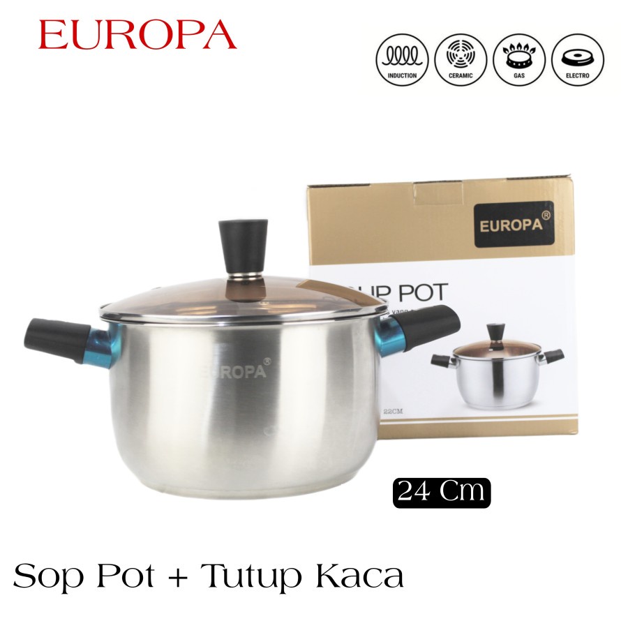 EUROPA SOUP POT CASSEROLE STAINLESS STEEL PANCI SUP ANTI KARAT