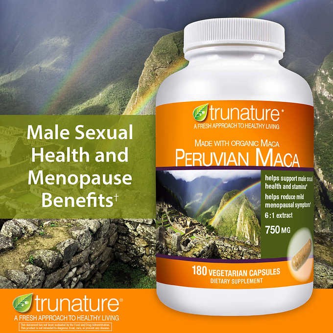 Trunature Peruvian Maca 750 mg 180 Vegetarian Capsules Male Health