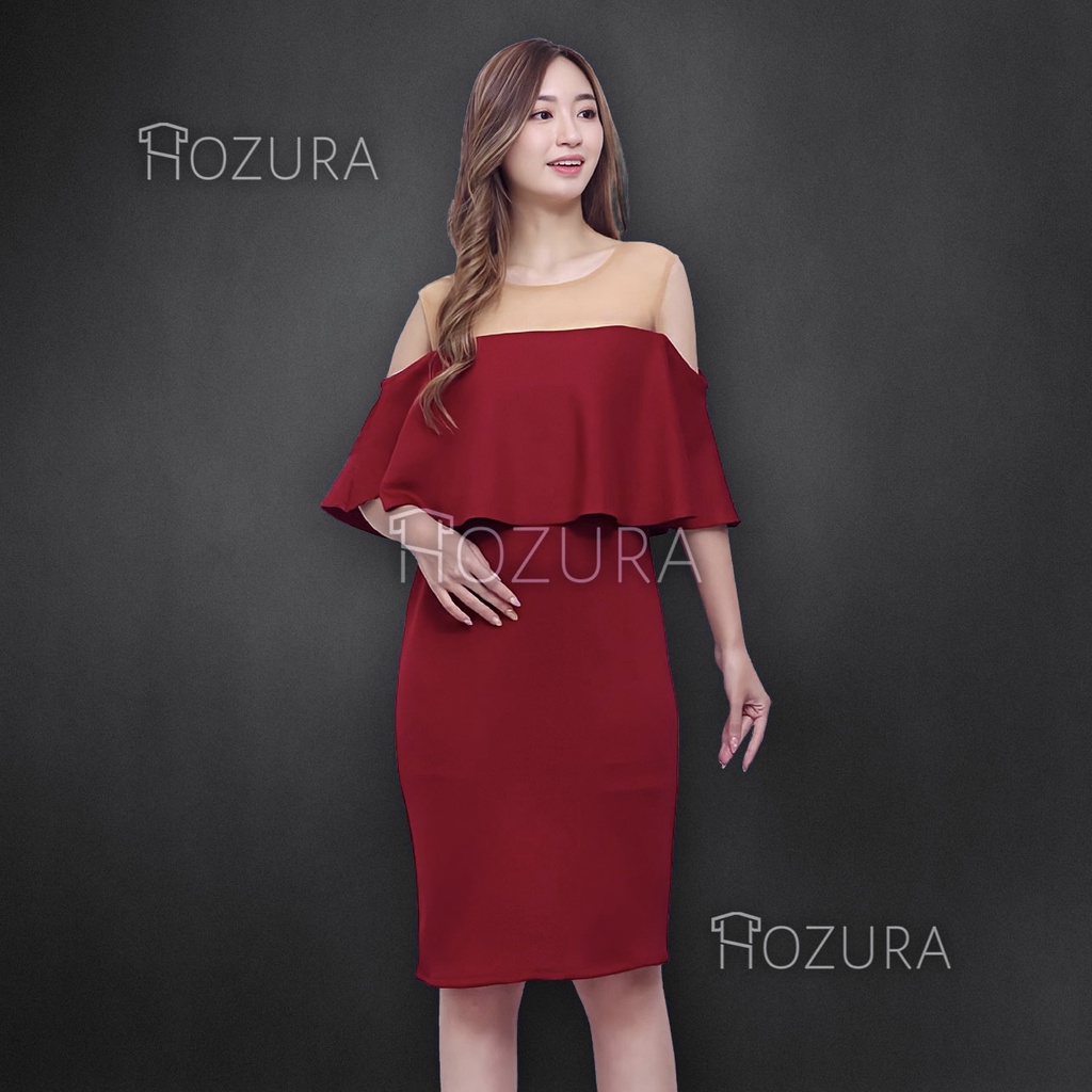 Hozura - Dress Bodycon Pesta Luna - Gaun Party Scuba Bahu Tile Furing Midi Mewah - Dress Wanita Korean Casual Party bodycone 8821 dress pas body Imlek Natal Tahun Baru Mewah rere 8898 TILE POLKADOT SCUBA DRESS MIDI SEPAN WANITA Carla Dress Scuba Kekinian