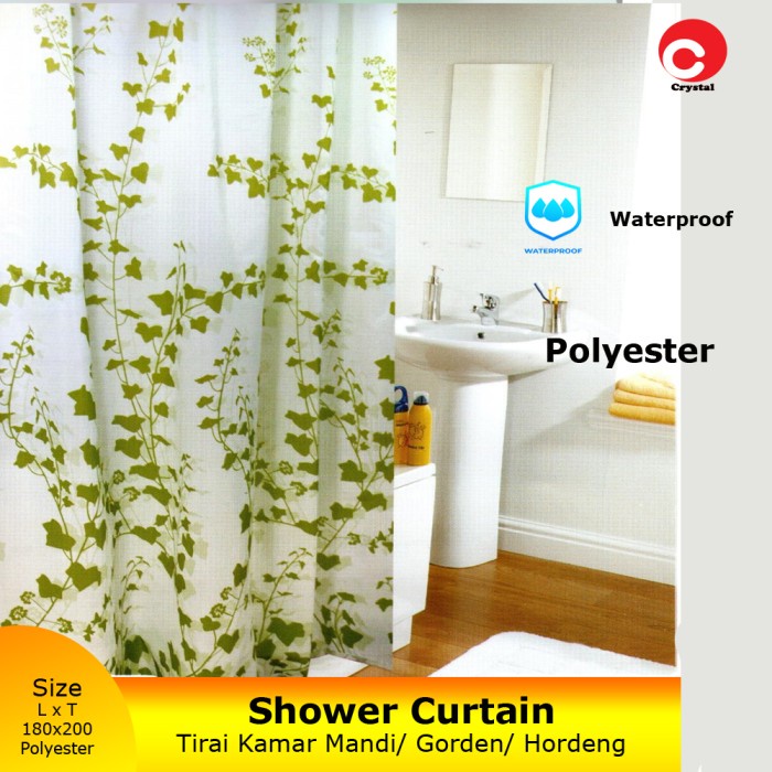 CRYSTAL POLYESTER TIRAI KAMAR MANDI NEW BAMBOO GORDEN SHOWER CURTAIN