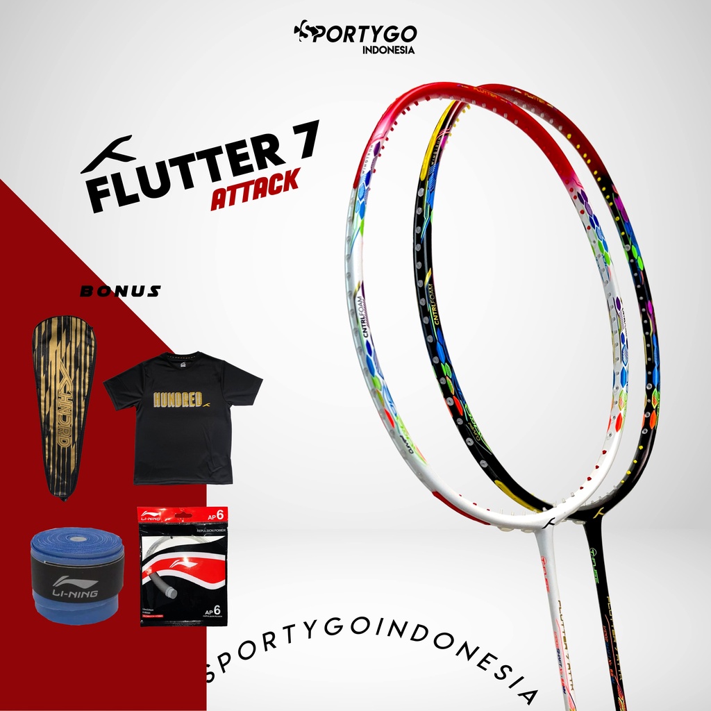 Raket Badminton HUNDRED FLUTTER 7 ATTK Original / HNDRD FLUTTER ATTACK