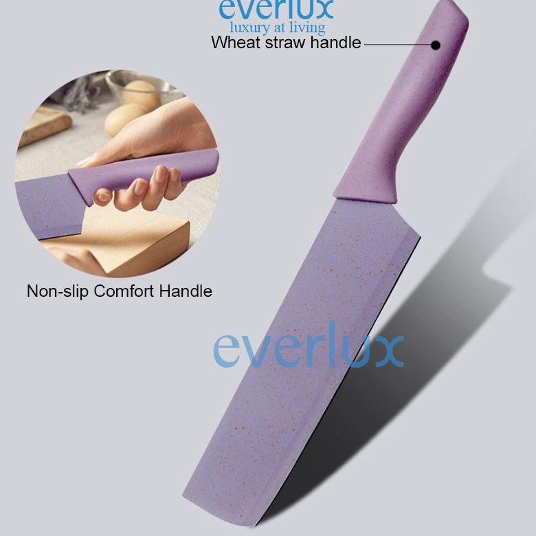 [KODE 2749] Everlux Pisau Set Beauty Pastel Very Sharpnest - Knife set dengan talenan