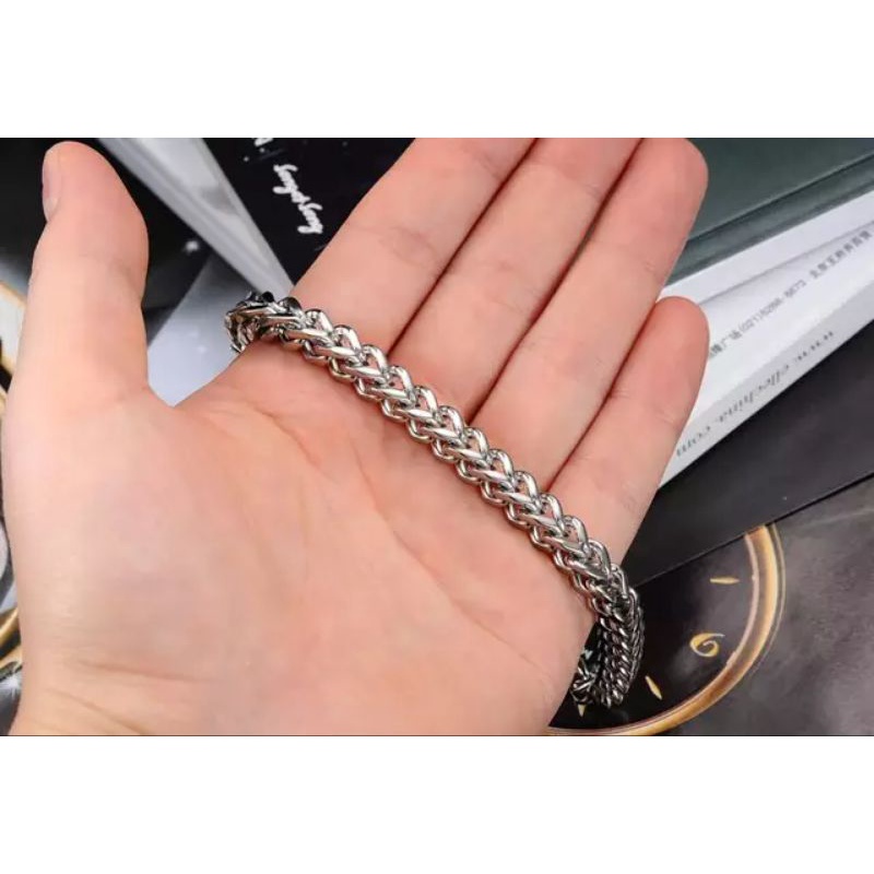 GELANG TANGAN RANTAI SISIK MODEL KOTAK PRIA ANTIKARAT FASHION PRIA DAN WANITA GELANG TITANIUM STAINLESS STEEL ANTIKARAT DAN TIDAK LUNTUR SELAMANYA