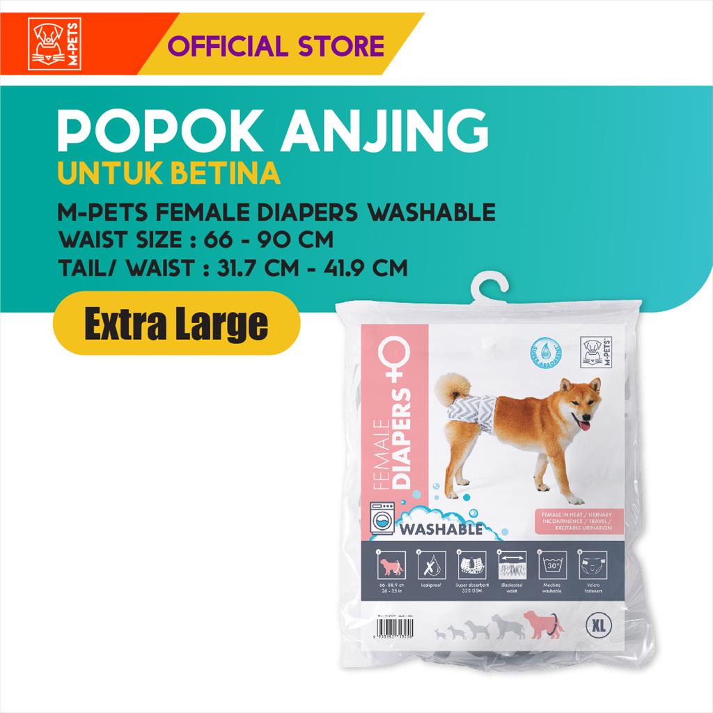 M-Pets Female Dog Washable Diapers Size XL / Popok Anjing