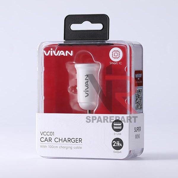 SAVER VIVAN VCC01 2.4A DUAL USB CHARGER MOBIL WITH MICRO USB CABLE