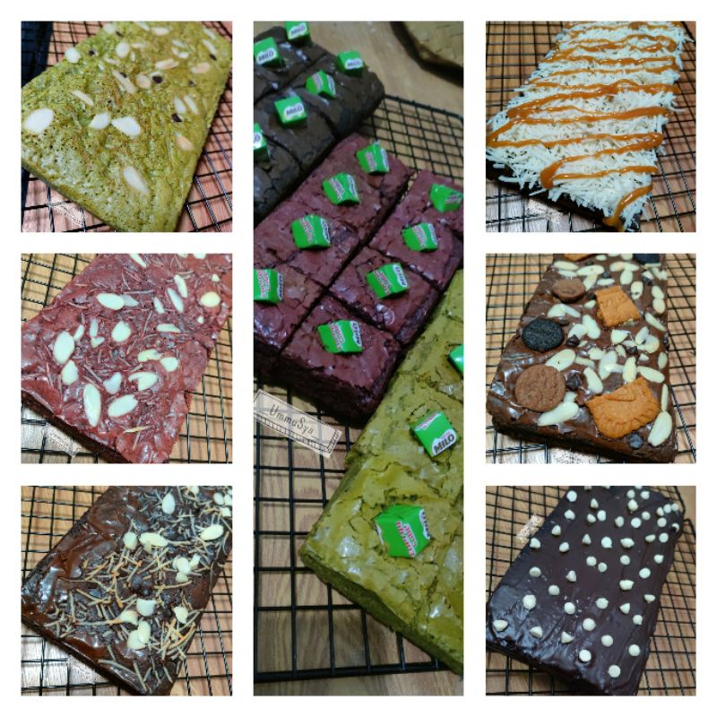 

Fudgy Brownies Original Brownies Red velvet Brownies Matcha (By Ala Ummu Sya)