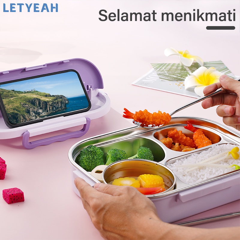 letyeah Kotak makan stainless 304 anti tumpah/lunch box stainless dengan mangkuk sup