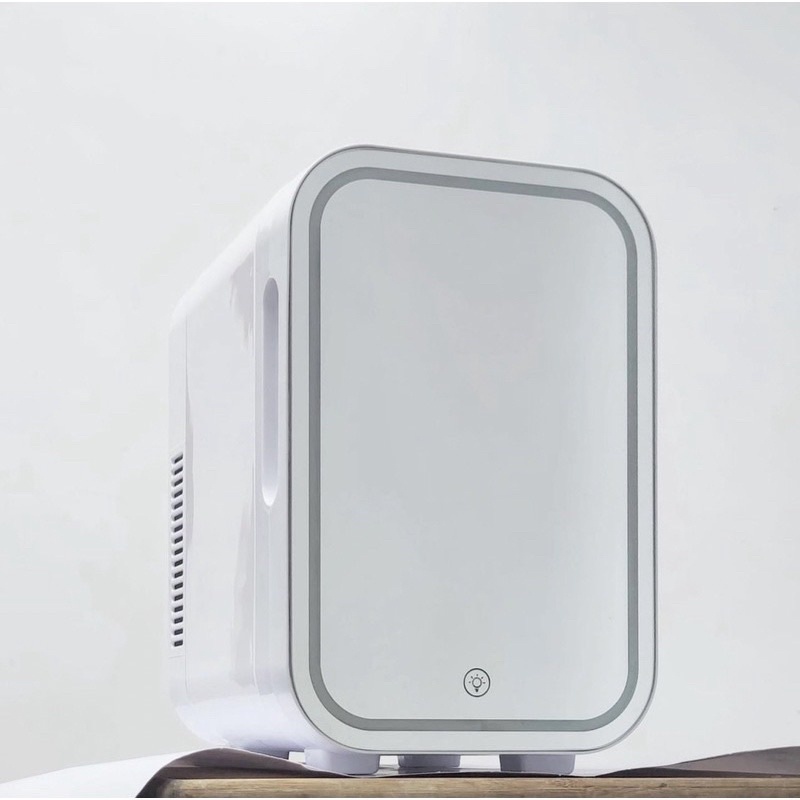 Mini Fridge 8L Skincare with mirror & light/ kulkas mini kosmetik 8L