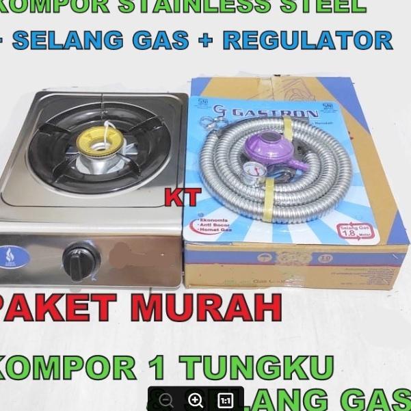 V6C5 Paket kompor 1 tungku dan selang plus regulator / paket kompor 1 tungku/ kompor gas 1 tungku/ k